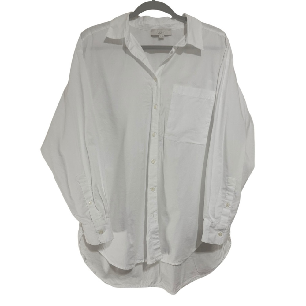 LOFT White Casual Button Down Oversized Shirt